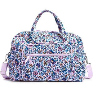 Women's Cotton Weekender Removable Adjustable Strap Travel Bag with 1 Zip Pocket